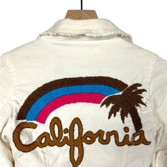 Johnny Was Womens Sz S Hand Embroidered Ivory Corduroy Blazer Jacket - Picture 3 of 9